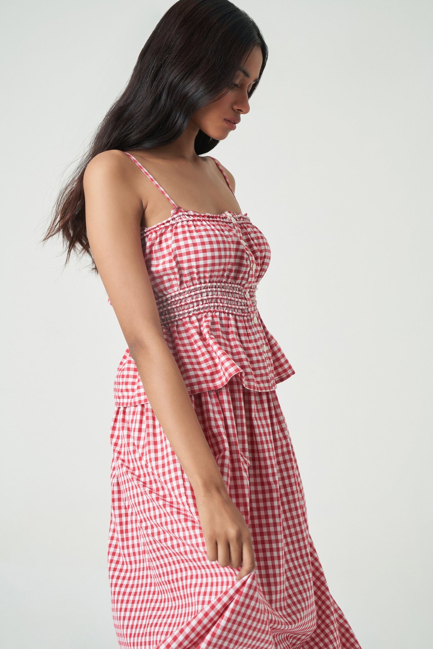 Oasis Top - Cherry Check