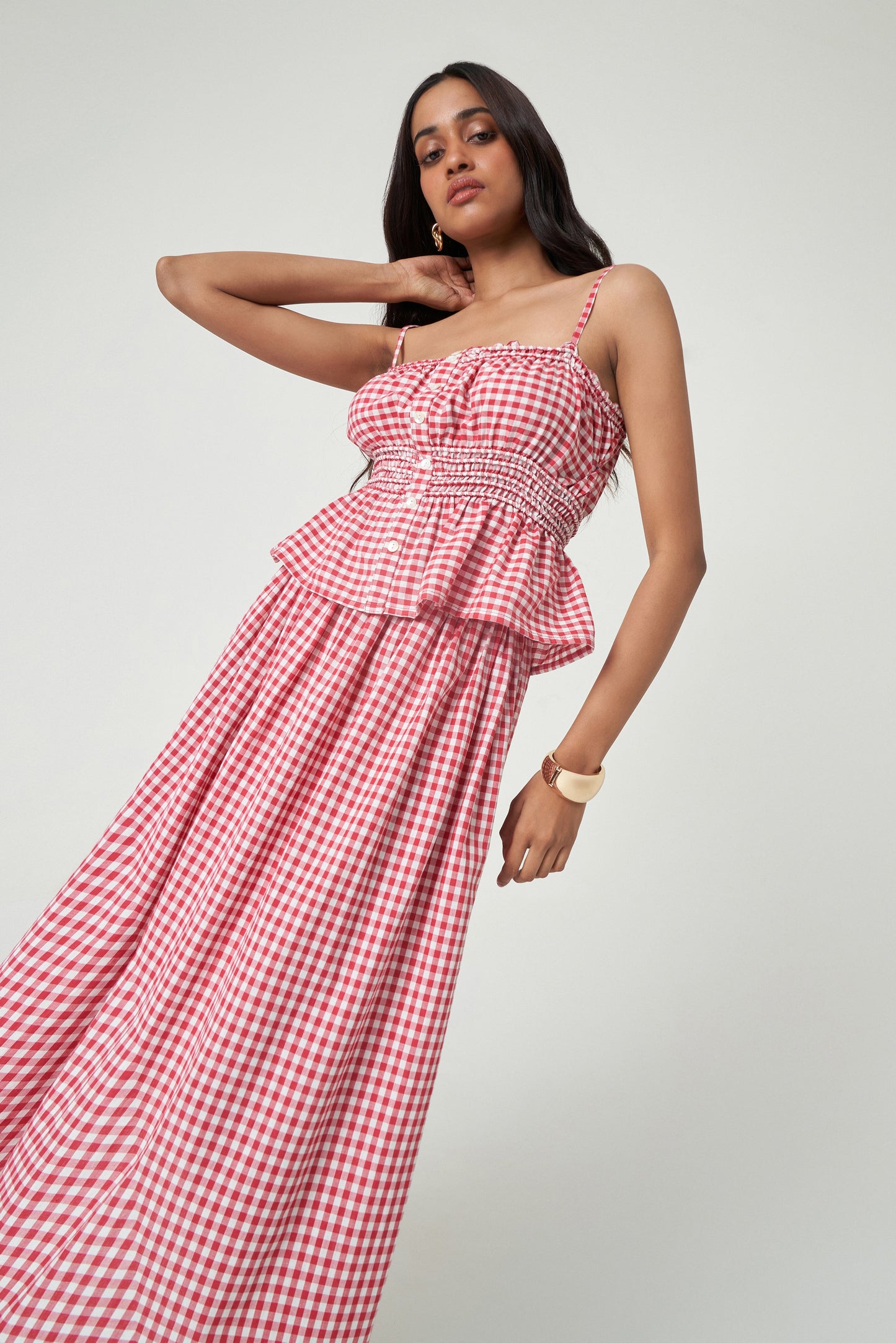 Oasis Top - Cherry Check