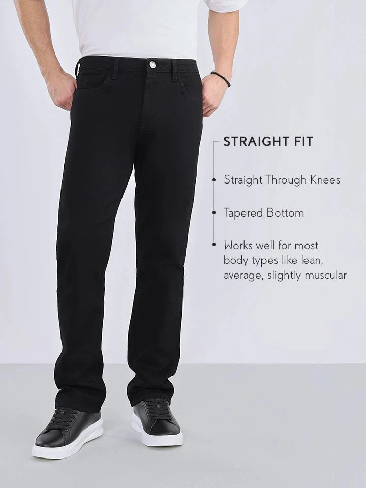 Obsidian White Straight Fit Denim Jeans