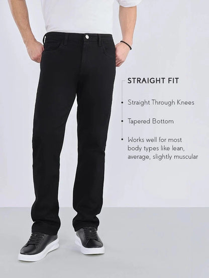 Obsidian White Straight Fit Denim Jeans