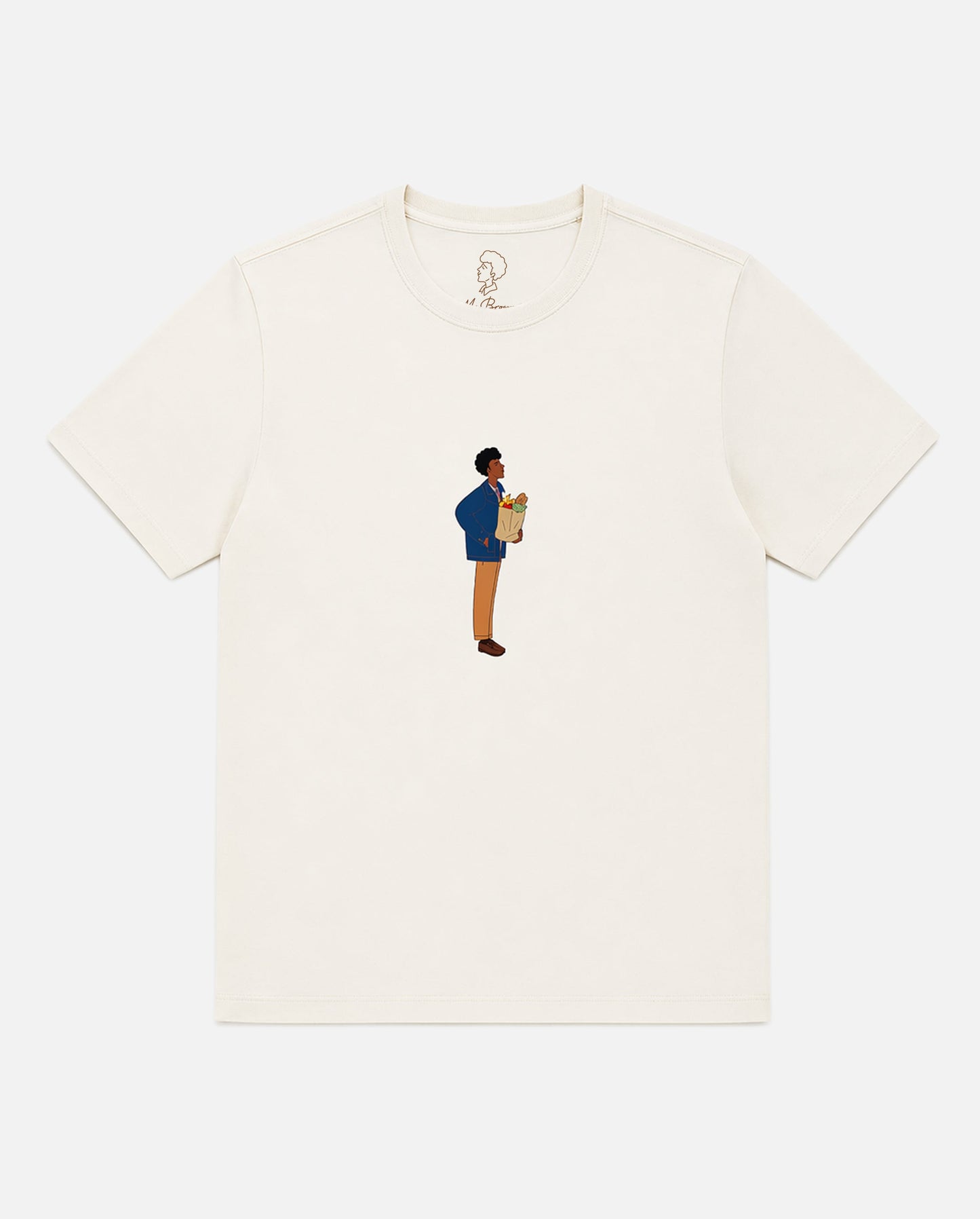 Bare Brown Off-White Slim Fit Crew Neck T-Shirt