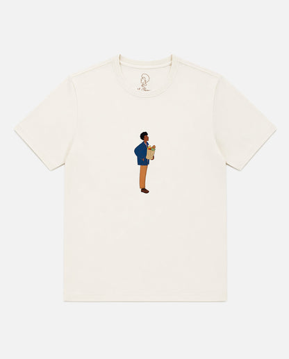 Bare Brown Off-White Slim Fit Crew Neck T-Shirt