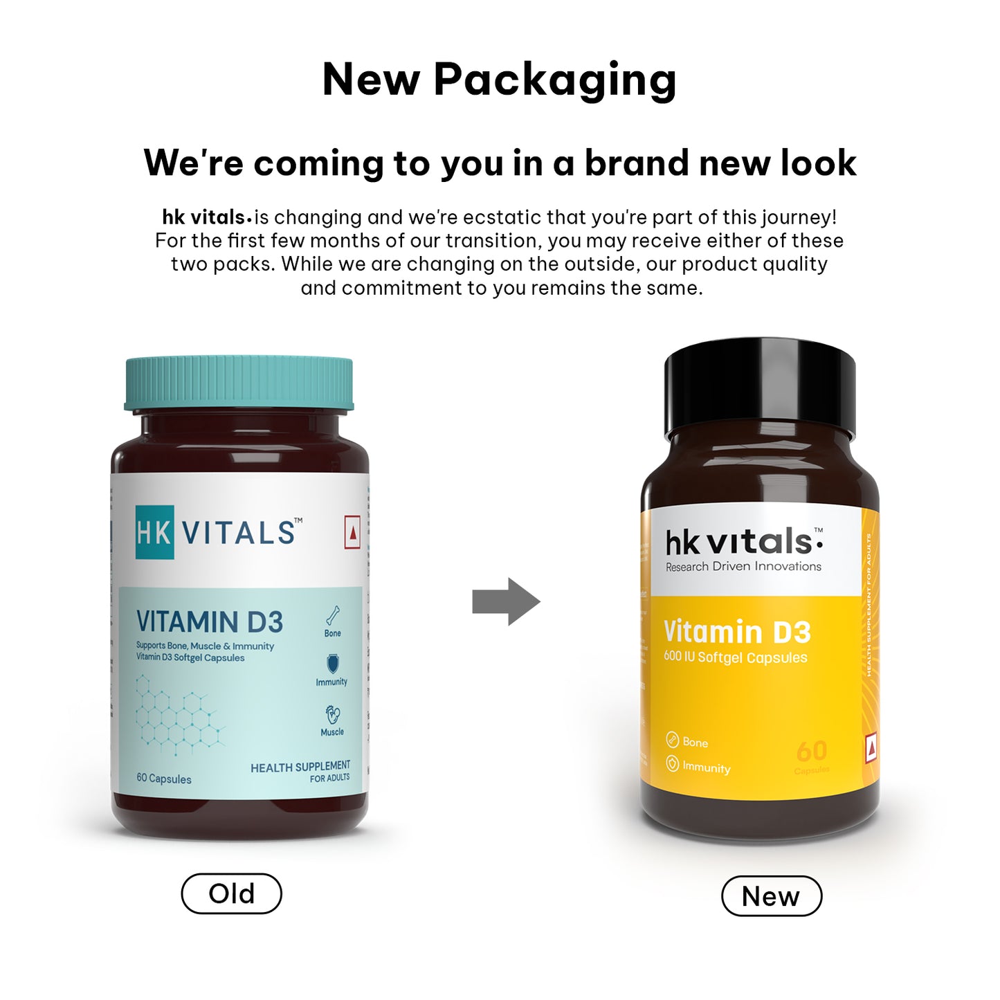 HealthKart hk vitals Vitamin D3 (600 IU), 60 Capsules