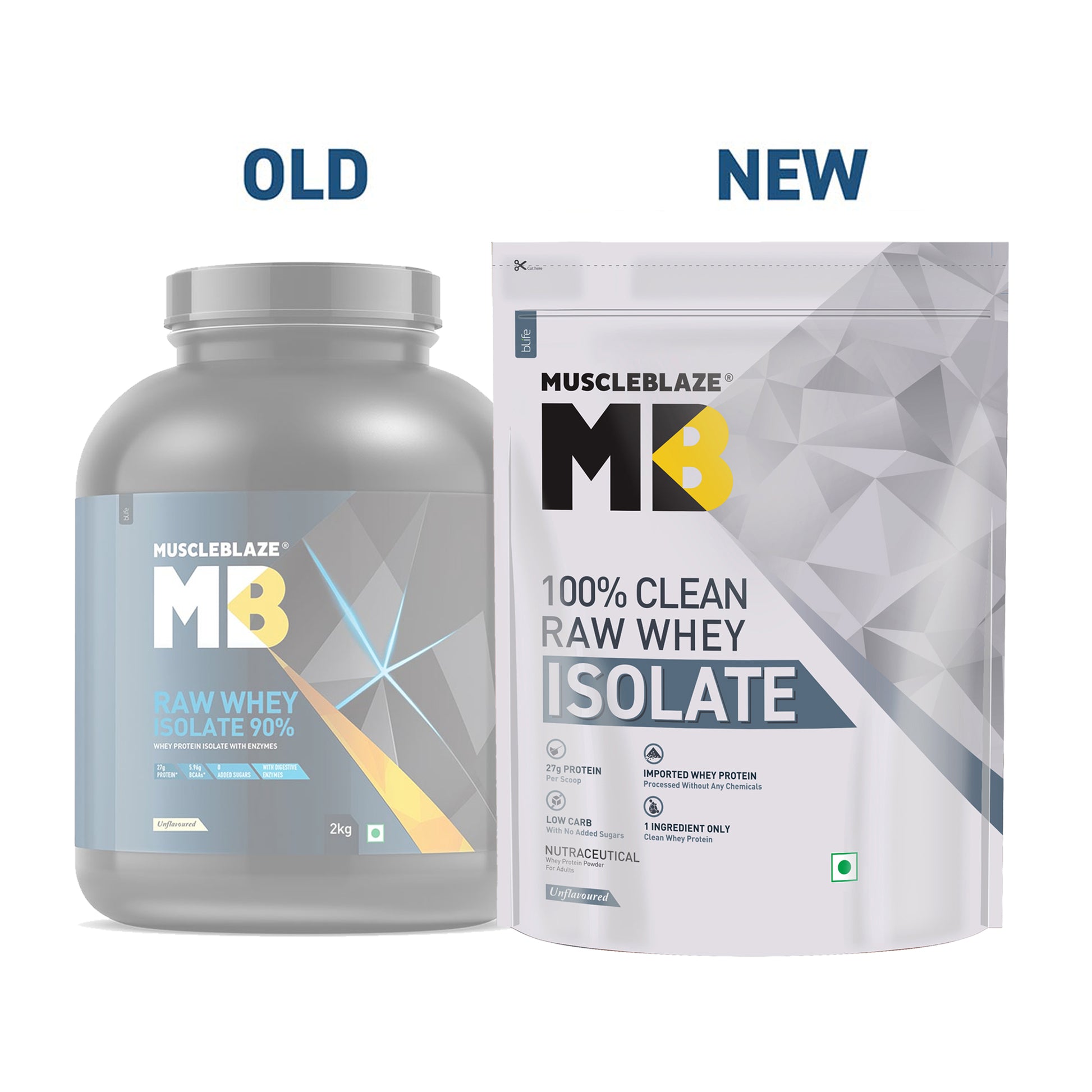 MuscleBlaze 100% Clean Raw Whey Protein Isolate Unflavoured, 2kg | MuscleBlaze at Broadway