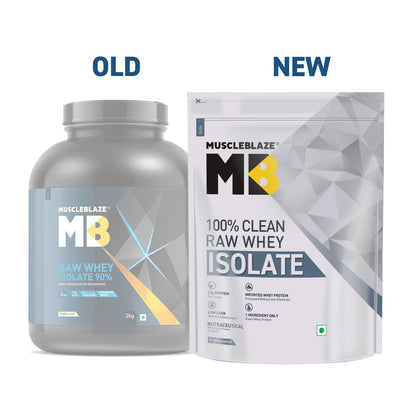 MuscleBlaze 100% Clean Raw Whey Protein Isolate Unflavoured, 2kg | MuscleBlaze at Broadway