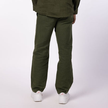Men's Linen Blend Drawstring Pants - Olive