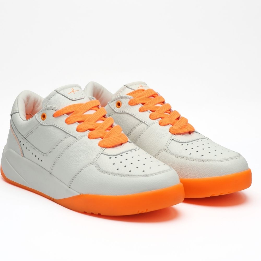 Orange Leather Low Top Sneaker