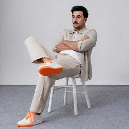 Orange Leather Low Top Sneaker