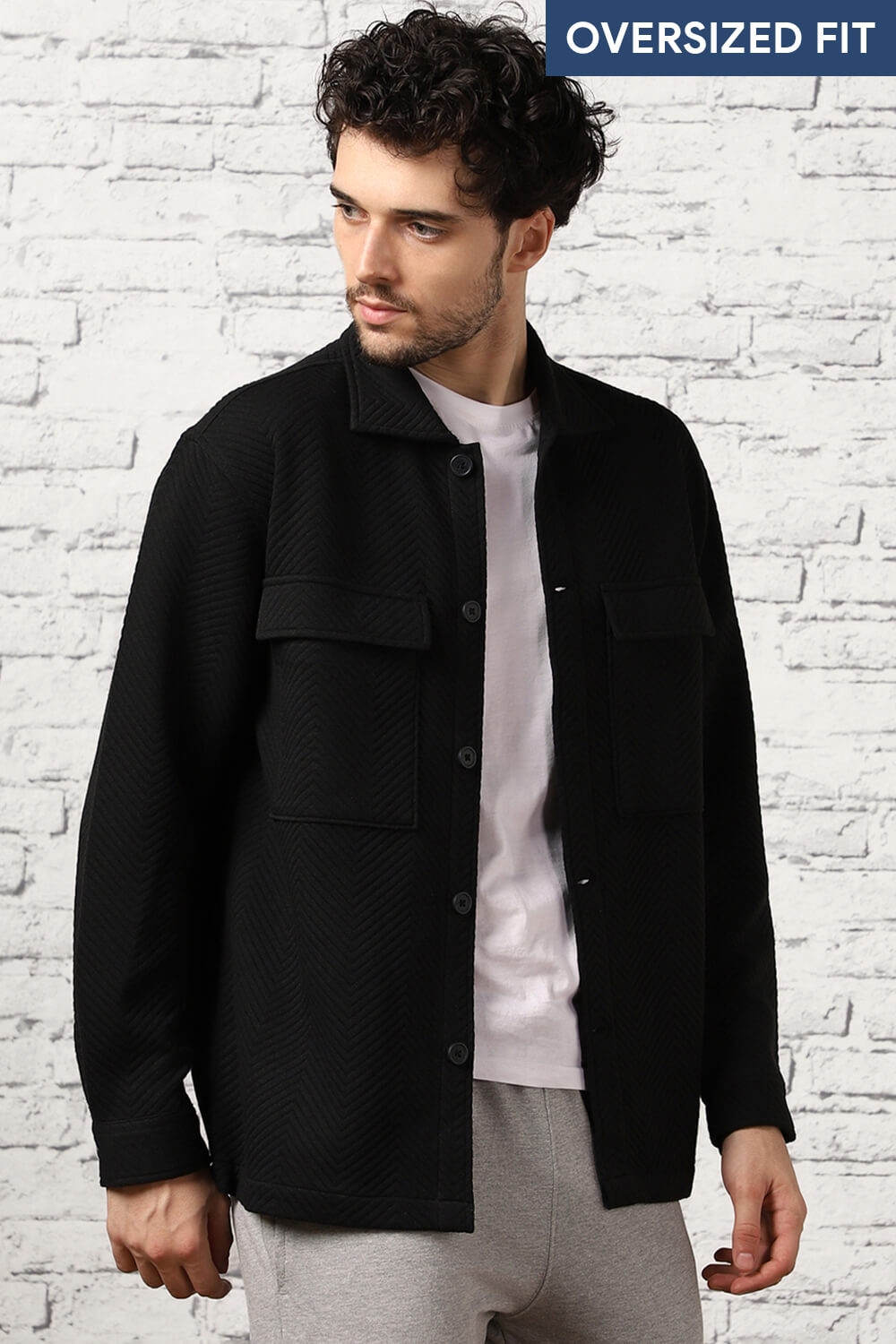 Relaxed Fit Textured Overshirt