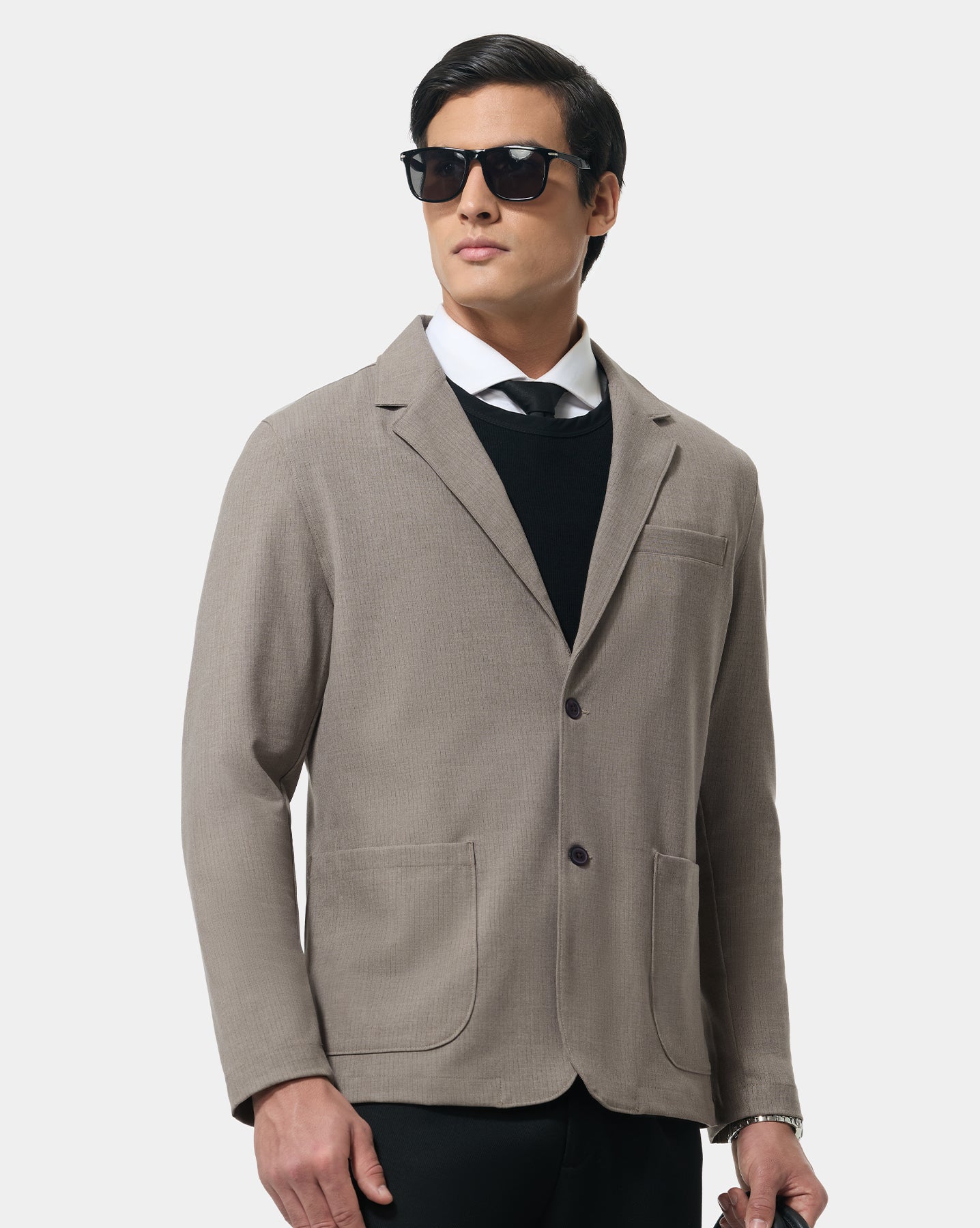 The Effortless 4 Way Stretch Blazer Striped Tan