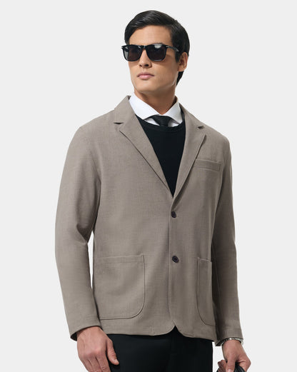 The Effortless 4 Way Stretch Blazer Striped Tan