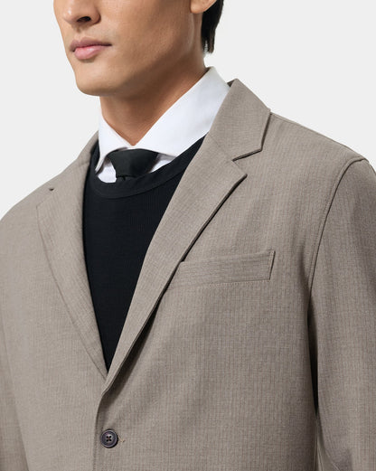 The Effortless 4 Way Stretch Blazer Striped Tan