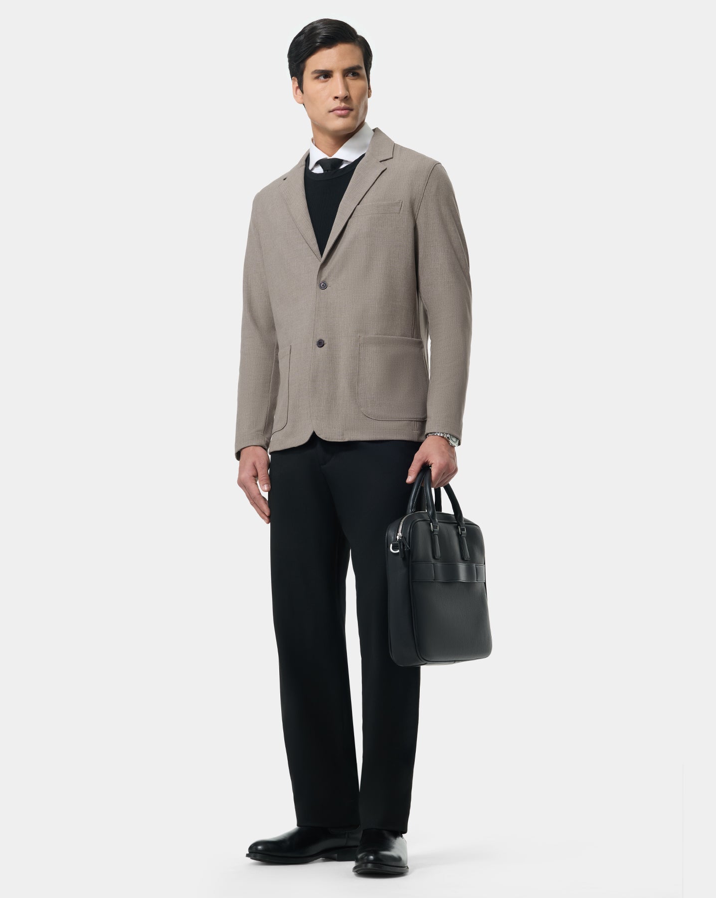 The Effortless 4 Way Stretch Blazer Striped Tan