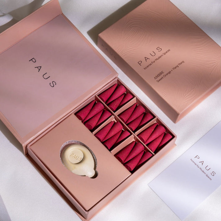AMBRE | Sweet Orange + Ylang Ylang mood-enhancing incense cones | Mood: Warmth, Excitement, Intimacy