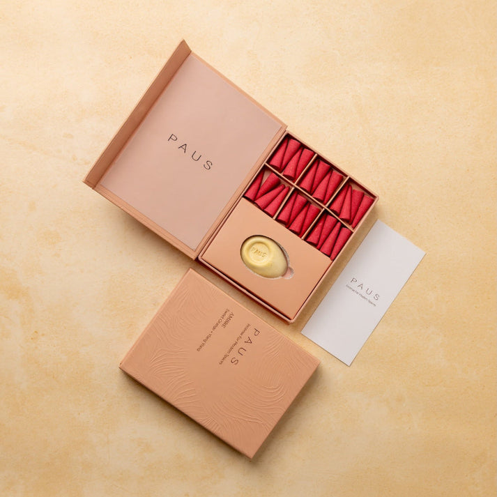 AMBRE | Sweet Orange + Ylang Ylang mood-enhancing incense cones | Mood: Warmth, Excitement, Intimacy