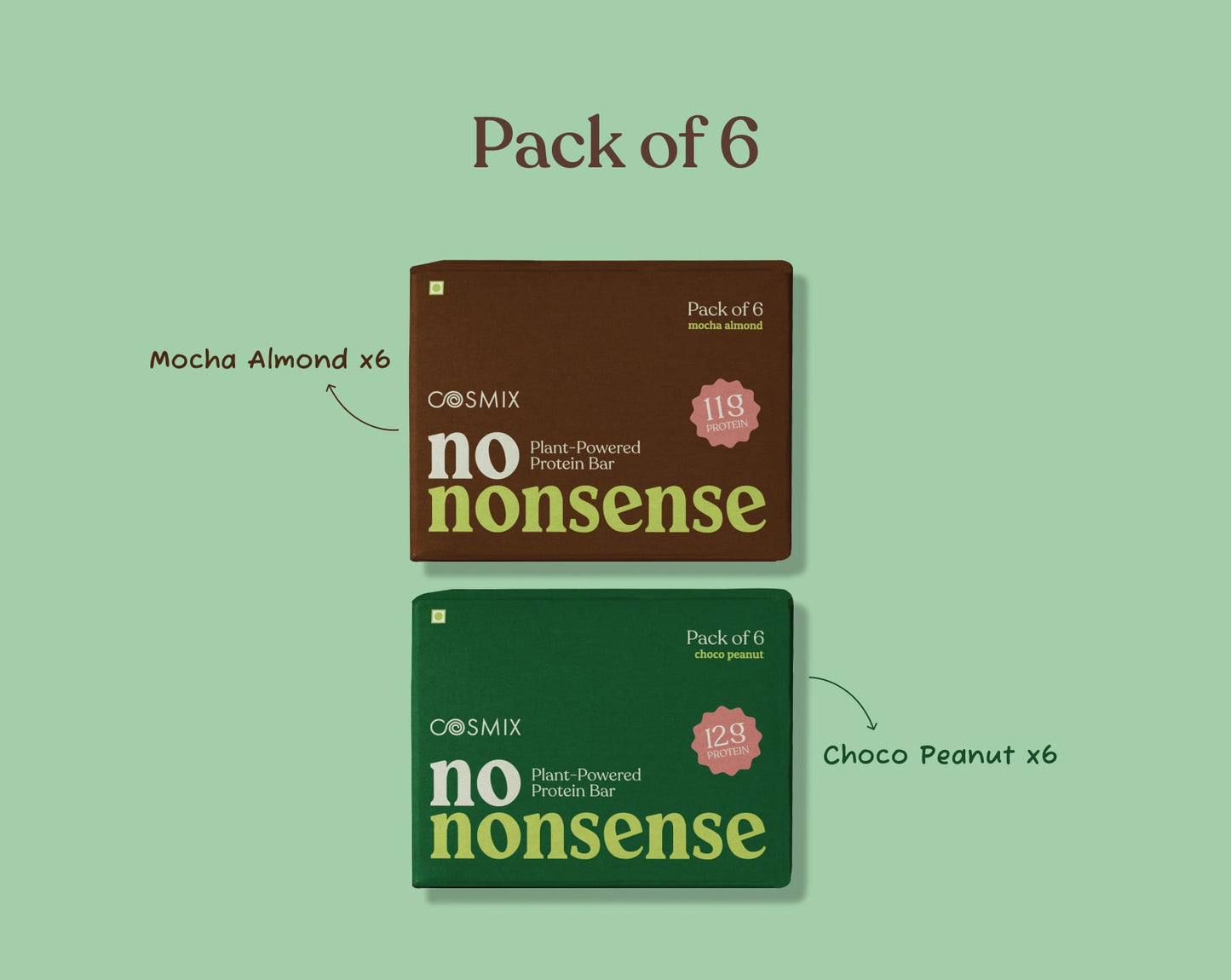 No-Nonsense Protein Bar - Mocha Almond | Pack of 6 | 270g | COSMIX at Broadway