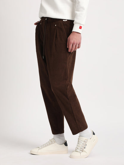 Men Brown Solid Relaxed Fit Corduroy Trouser PCN-OSHU-BR