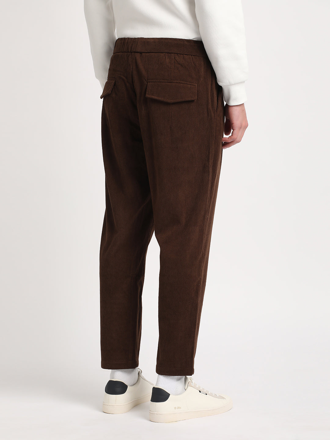 Men Brown Solid Relaxed Fit Corduroy Trouser PCN-OSHU-BR