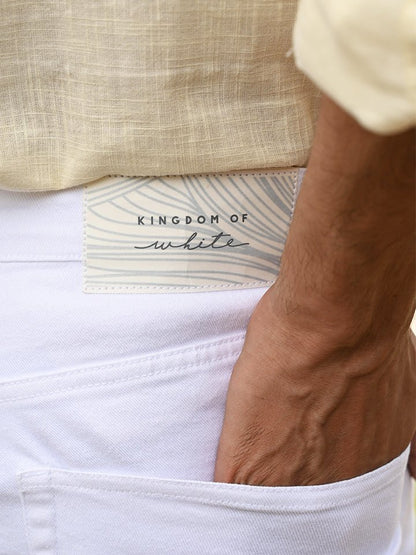 White Solid Regular Fit Jeans