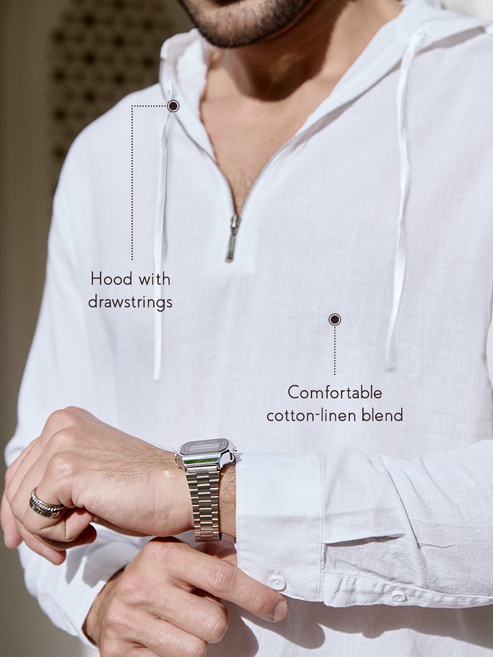 Cocoon Linen Hooded Shirt