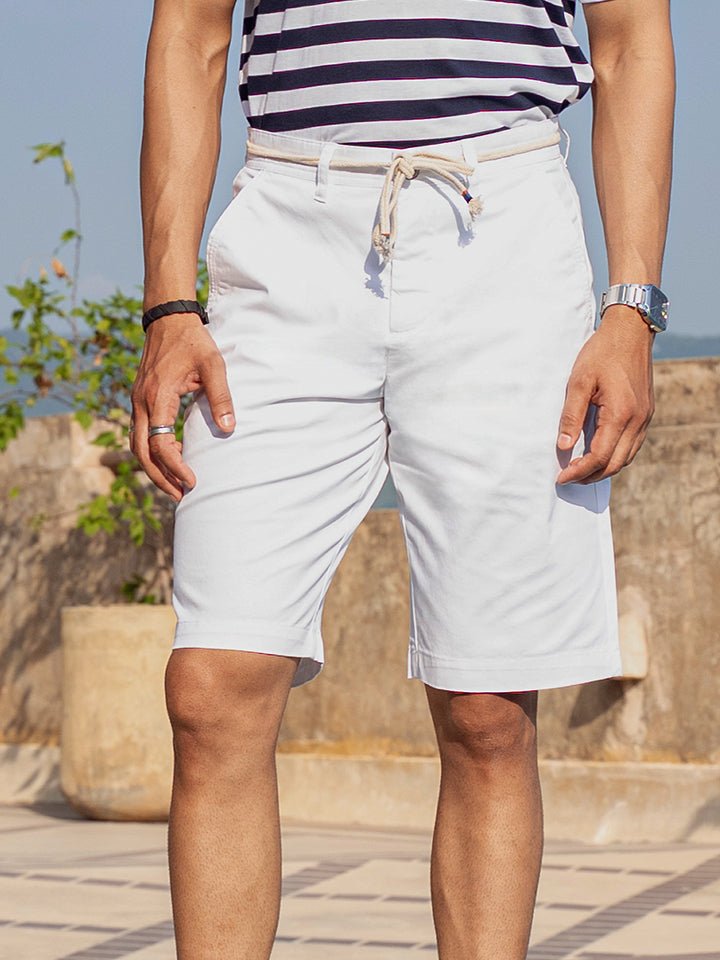 White Solid Deck Shorts