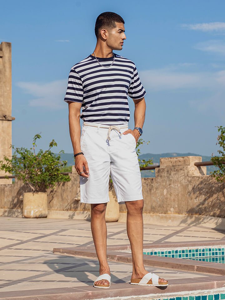 White Solid Deck Shorts