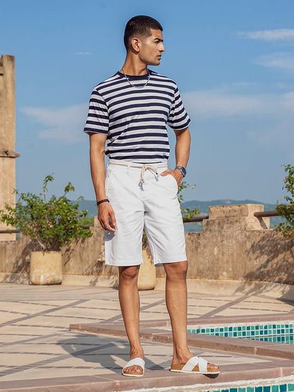 White Solid Deck Shorts
