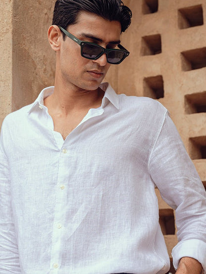 Solid White Linen Shirt | Kingdom Of White at Broadway