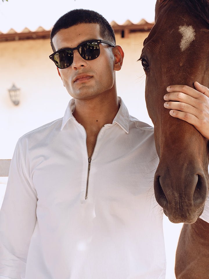 Zip Log 100% Cotton Shirt - Pop Over Zipper | Kingdom Of White at Broadway