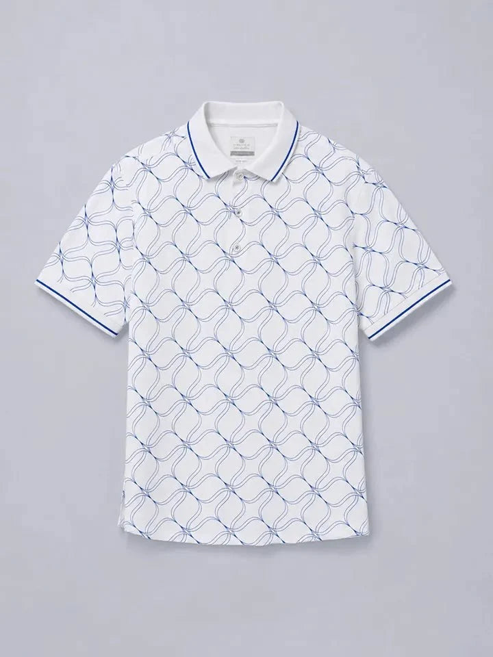 Interlace White Printed Polo T-Shirt normal view