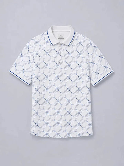 Interlace White Printed Polo T-Shirt normal view