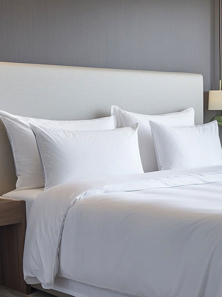 White Solid Cotton Fitted Bed Set | Kingdom Of White at Broadway