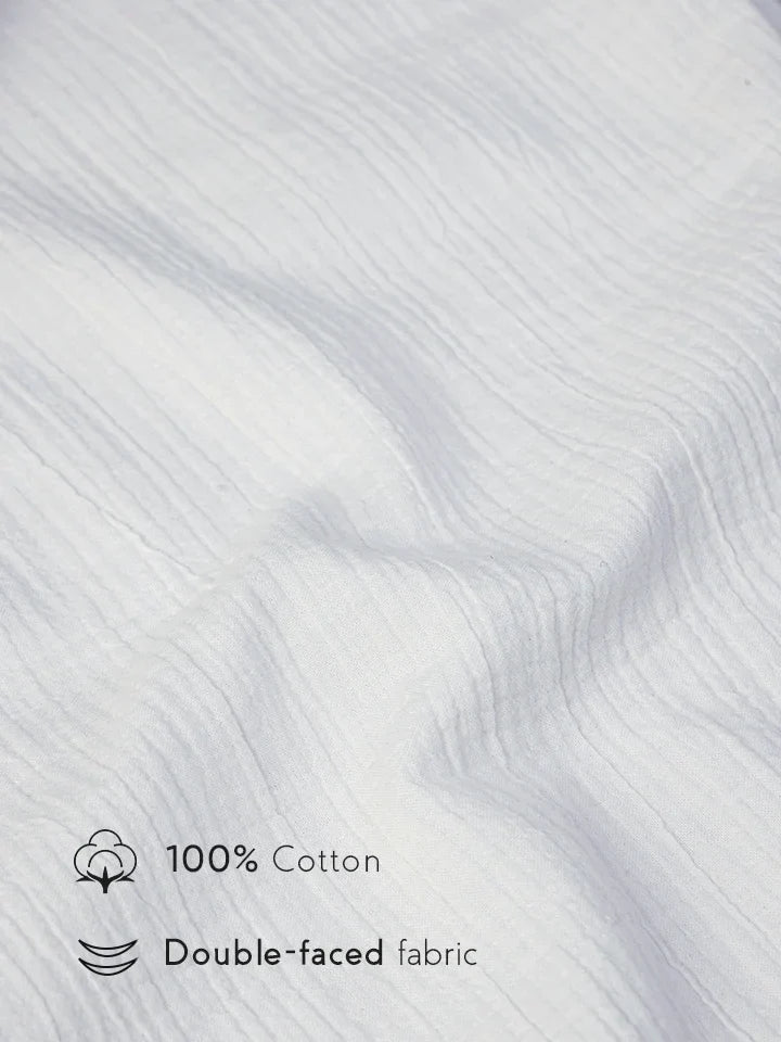 Flow White Textured 100% Cotton Pants fabric quality