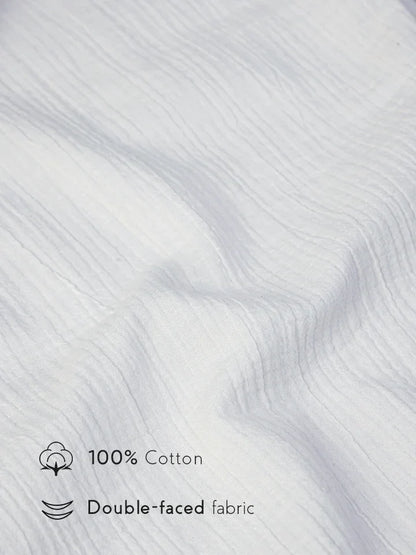Flow White Textured 100% Cotton Pants fabric quality