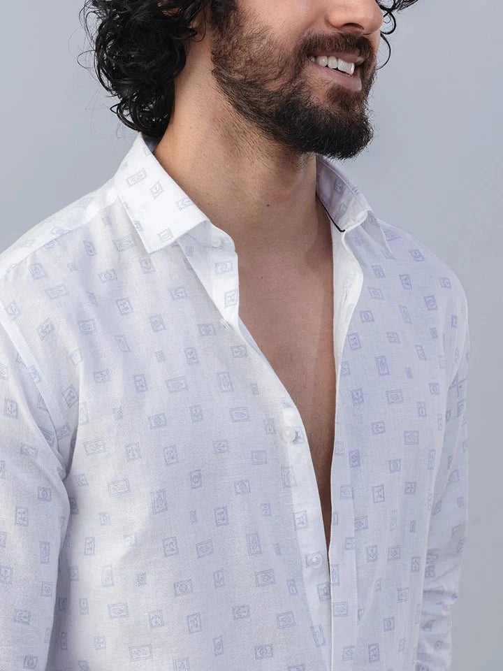 Reef White Cotton Linen Shirt Collar zoom