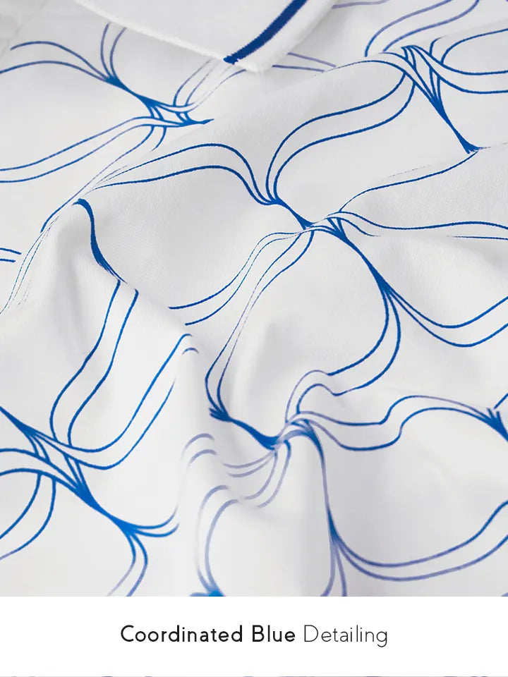 Interlace White Printed Polo T-Shirt print detailing