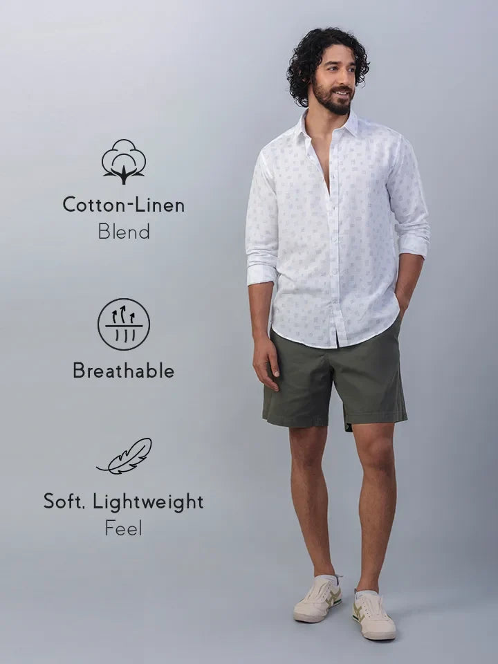Reef White Cotton Linen Shirt fabric qualities