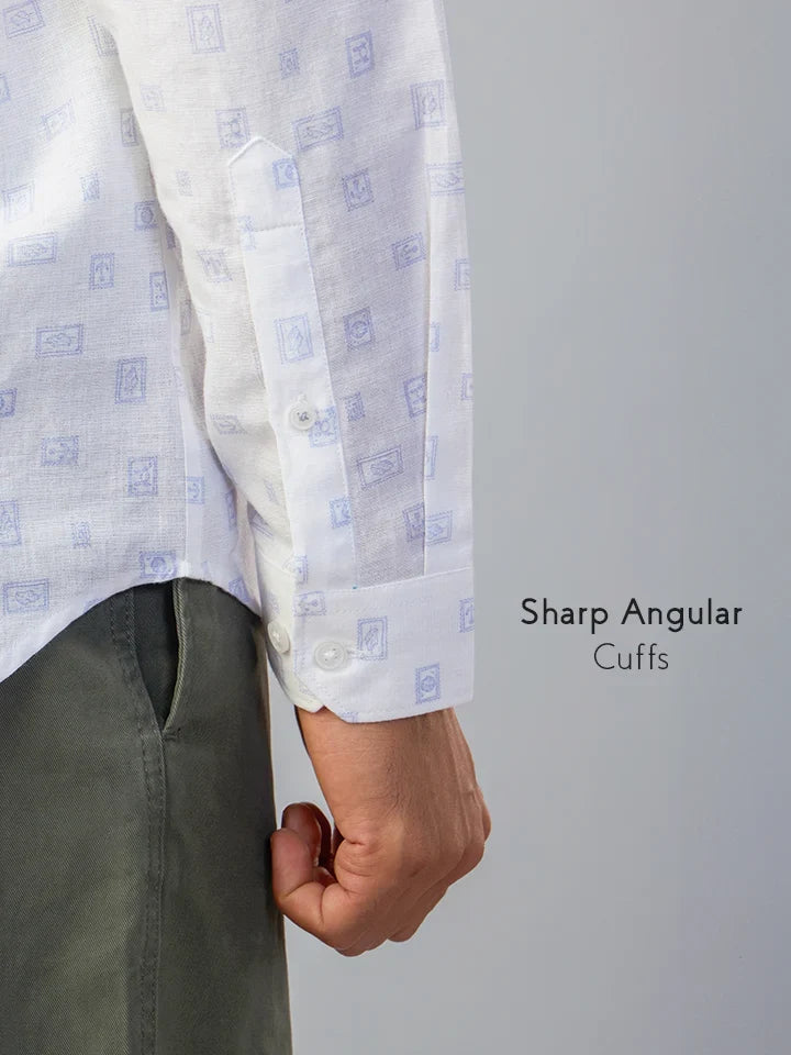 Reef White Cotton Linen Shirt side & hand button