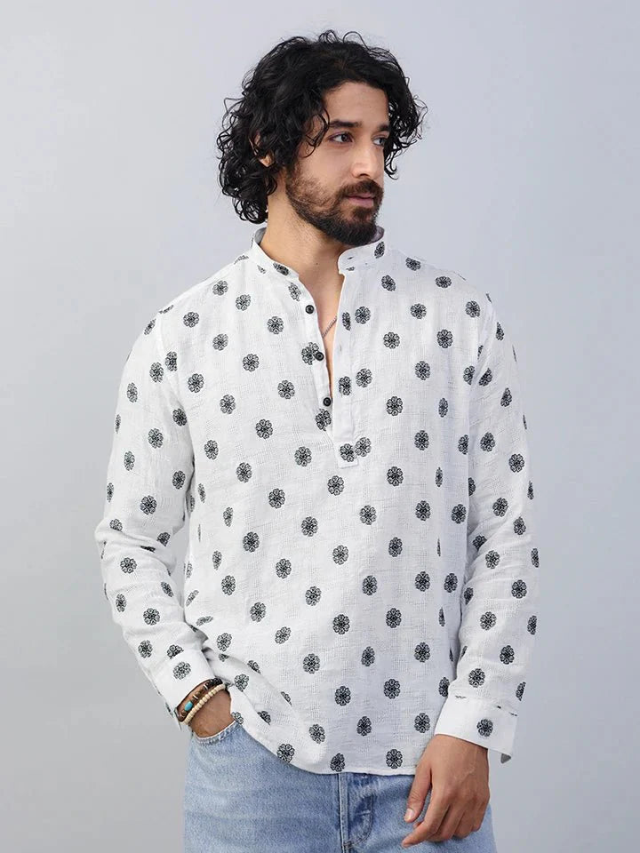 Serein Mandarin Dobby Cotton Shirt