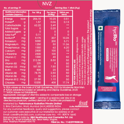Hydration Electrolyte Drink Mix (Strawberry Lemonade - 21 Sachets)