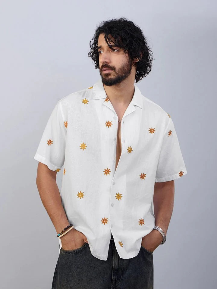 Sundrift Embroidered  Cotton Linen Shirt