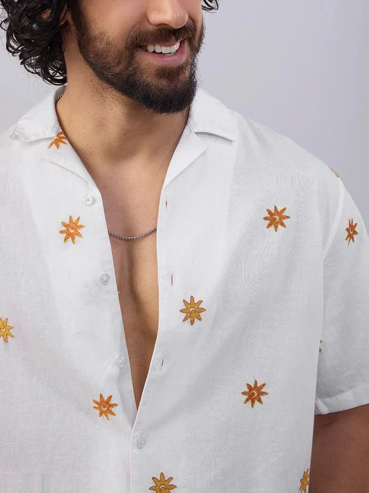 Sundrift Embroidered  Cotton Linen Shirt