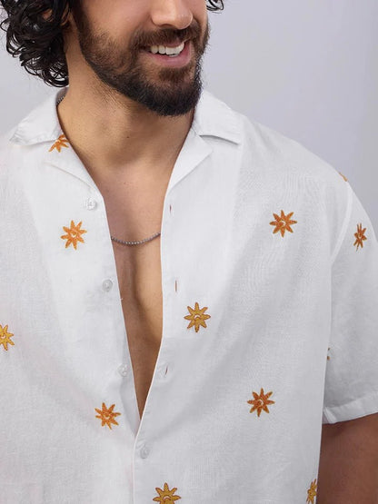 Sundrift Embroidered  Cotton Linen Shirt