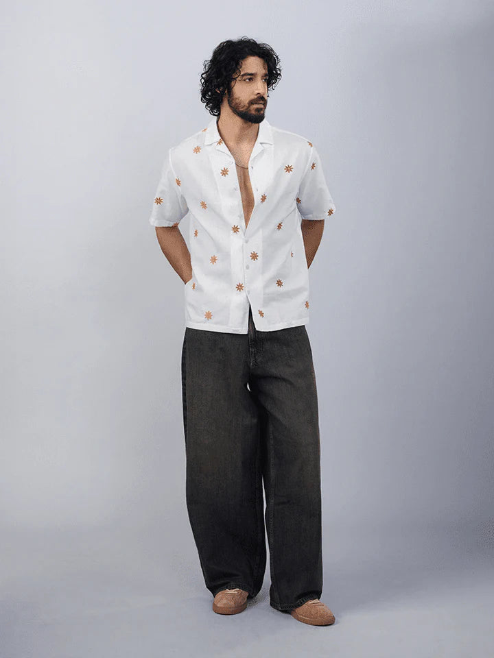 Sundrift Embroidered  Cotton Linen Shirt
