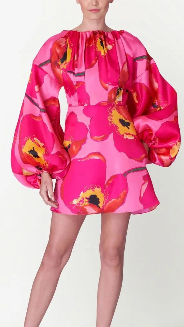 PINK FLORAL BALLOON DRESS | De Novoo at Broadway