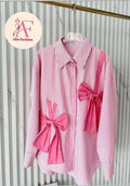 PINK STRIPES PINK BOW SHIRT | De Novoo at Broadway
