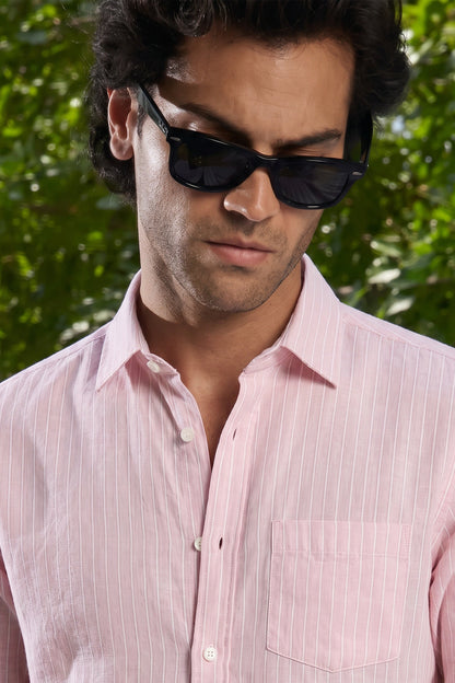 Airy Stripe Linen Cotton Blend Shirt