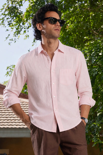Airy Stripe Linen Cotton Blend Shirt