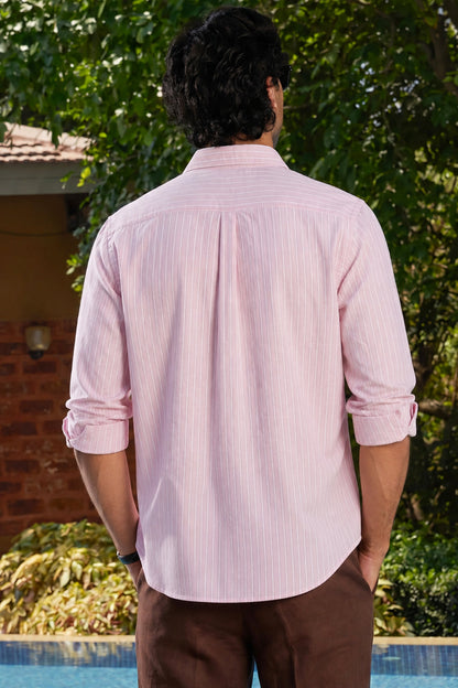 Airy Stripe Linen Cotton Blend Shirt
