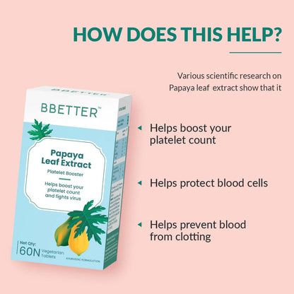 BBETTER Papaya Leaf Extract - Ayurvedic Platelet Booster & Immunity Support | Bbetter at Broadway